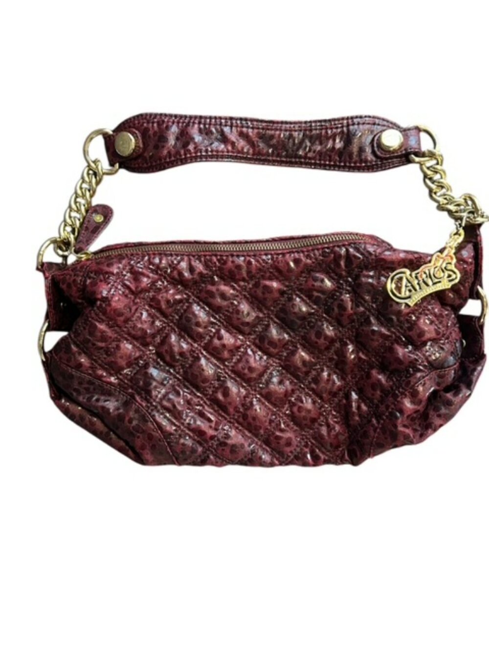 Carlos Santana Purse Handbag Quilted Red Wine
